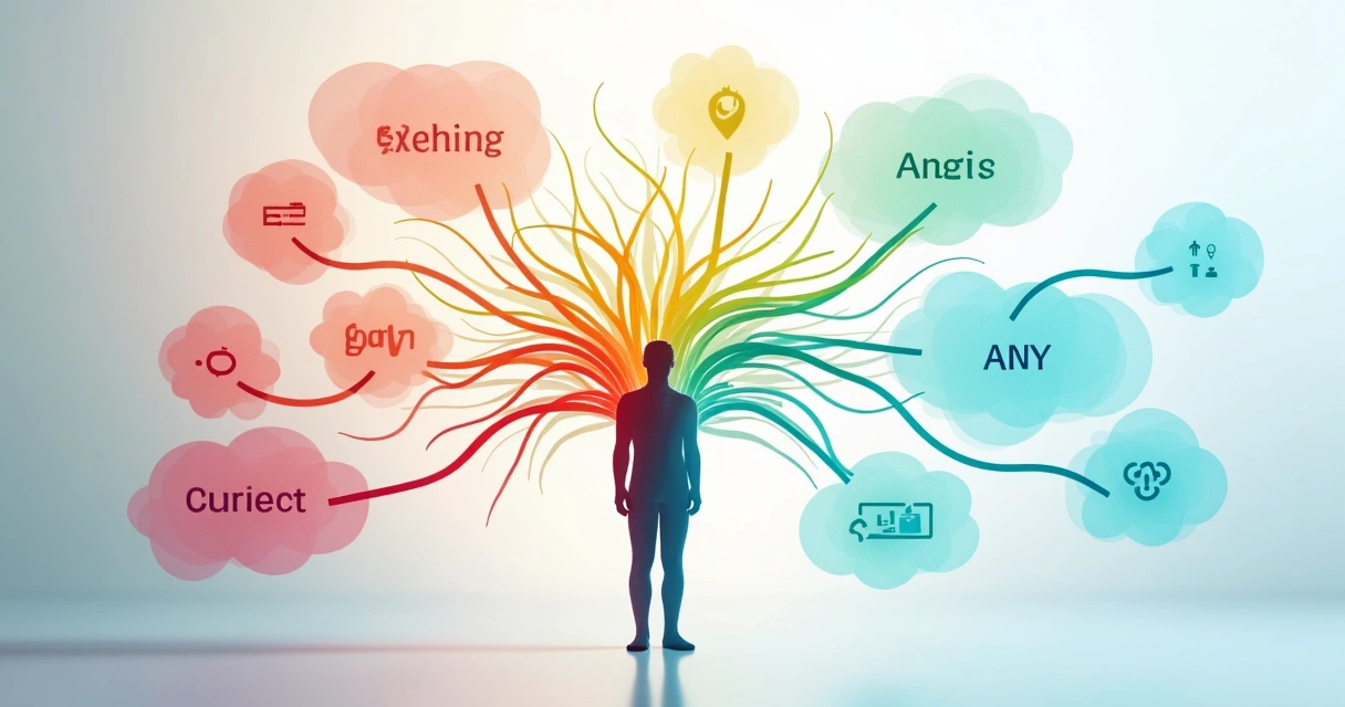 Mapa conceptual de procesos emocionales y valores conectados visualmente. 