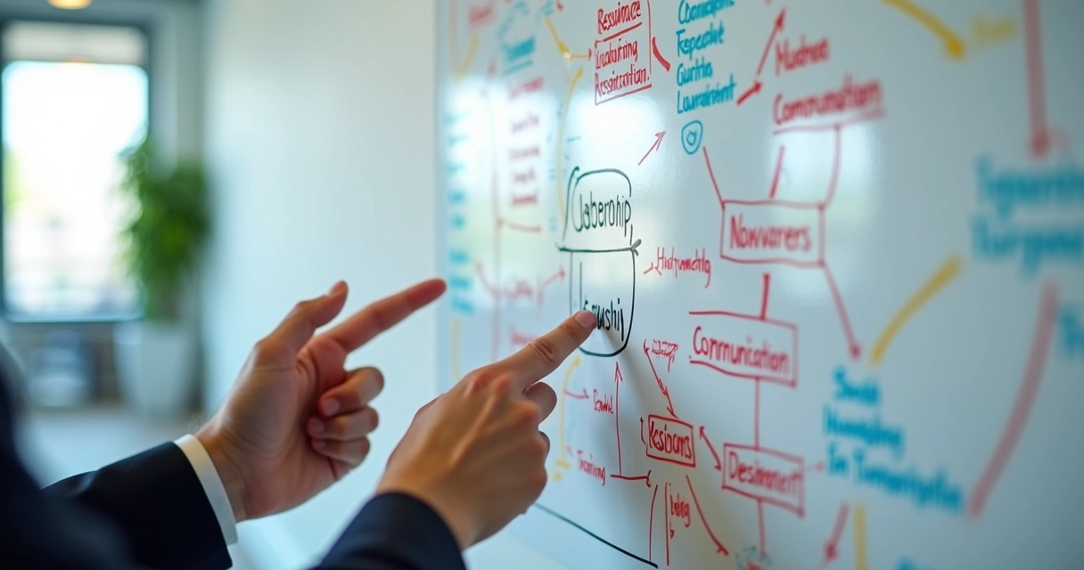 Tablero con mapa de conexiones entre áreas de una organización