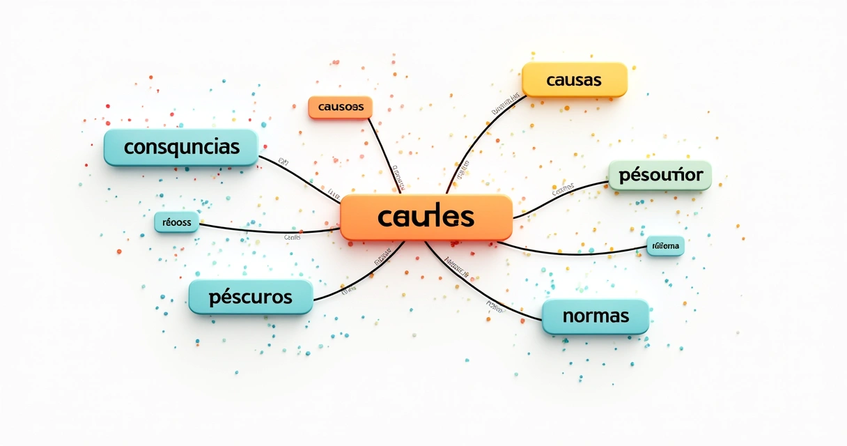 Mapa visual de conexões entre partes de um problema