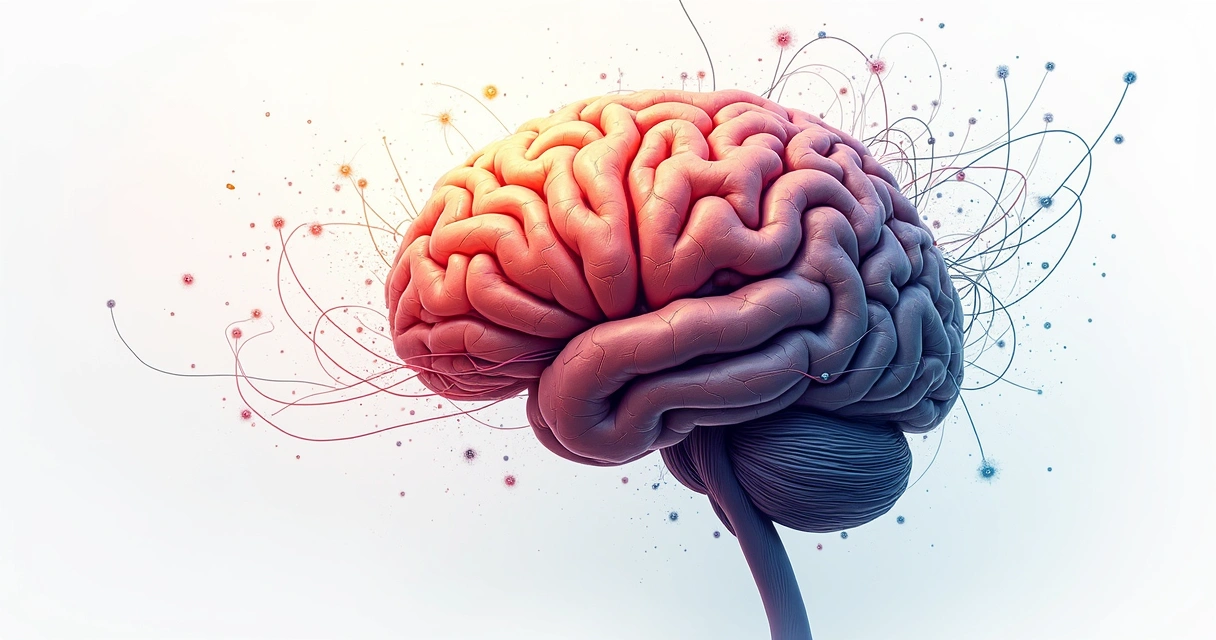 Desenho de um cérebro com caminhos representando crenças mentais