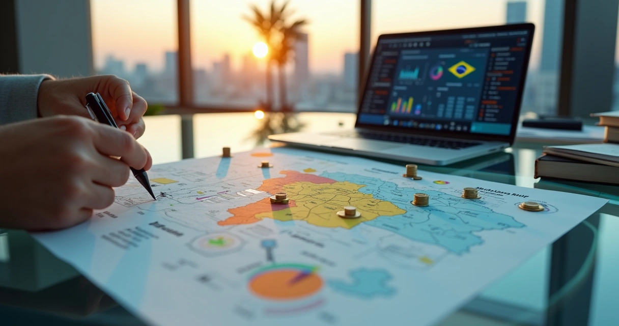 Mapa visual mostrando caminhos de custos para lançar fintech no Brasil 