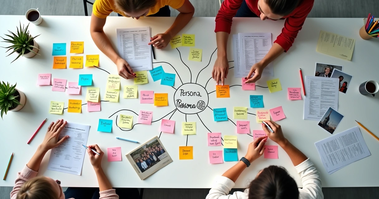 Mapa detalhado de personas com dados comportamentais e demográficos 