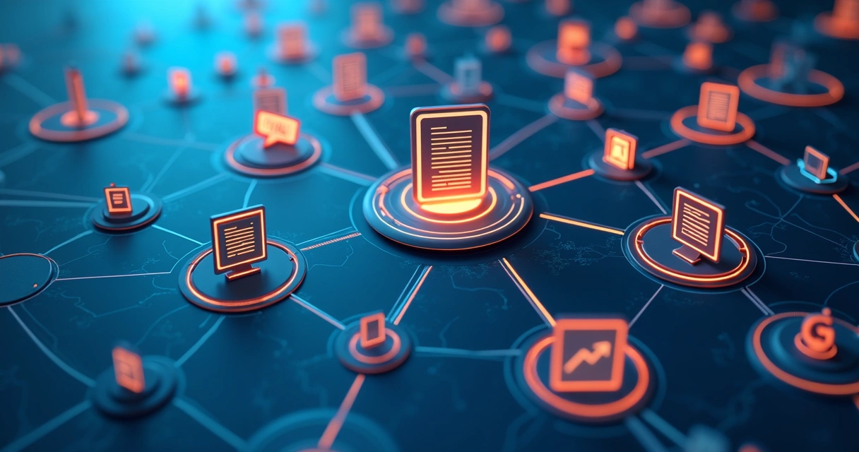 Mapa visual com linhas conectando diferentes tipos de dados digitais em uma PME 