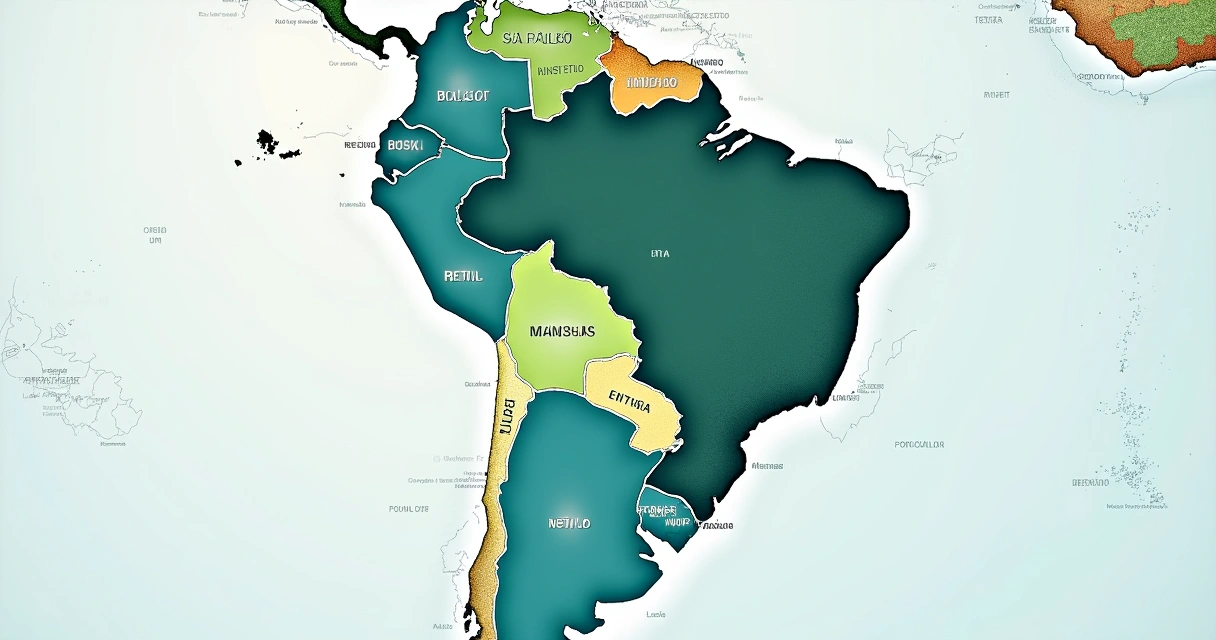 Mapa do Brasil com setores empresariais destacados por regiões 