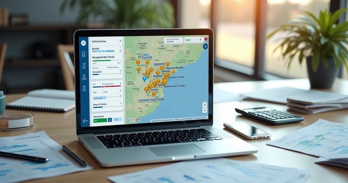 Mapa com imóveis e faixas de desconto por região 