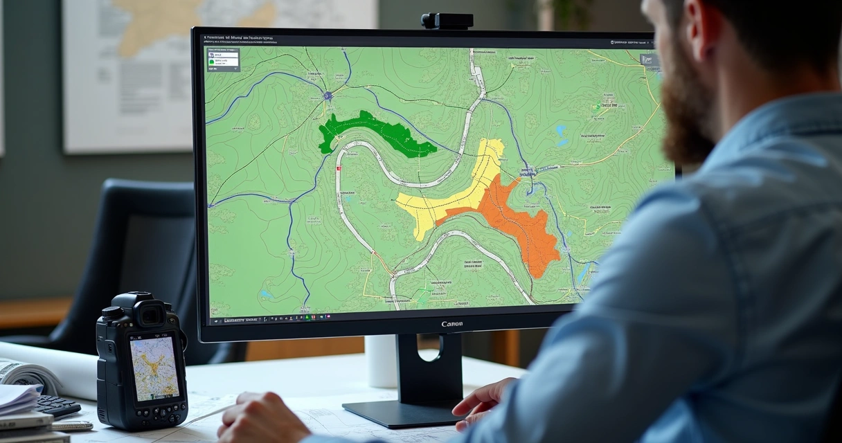 Mapa digital detalhado de imóvel rural com coordenadas georreferenciadas 
