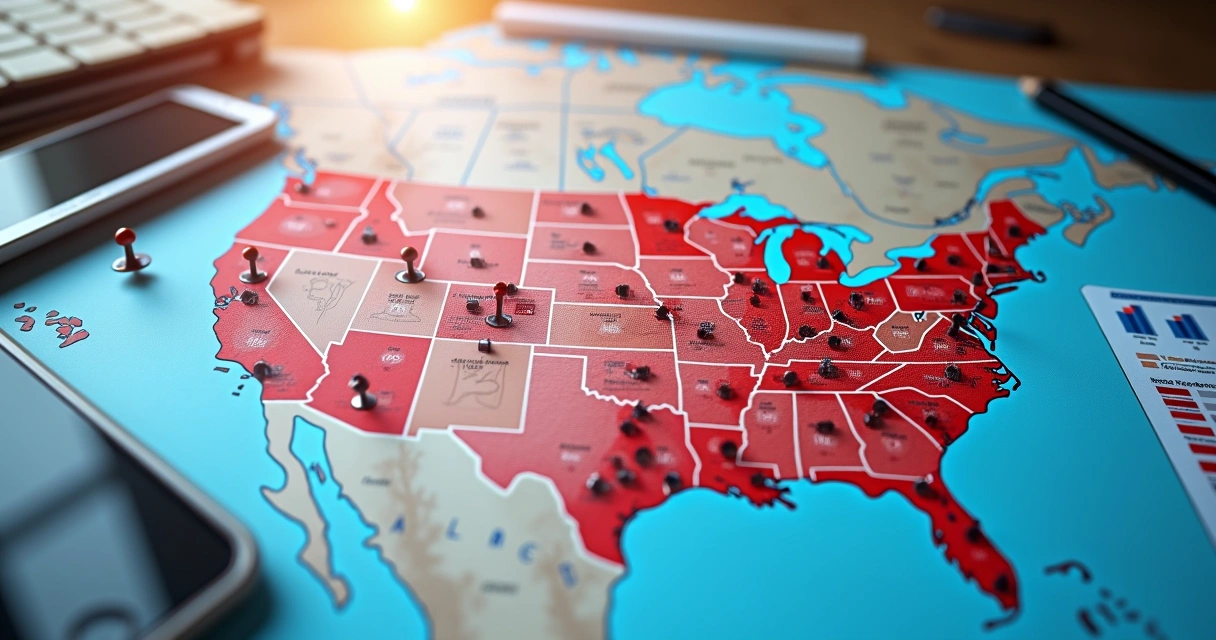 Mapa colorido mostrando distribuição de apoio eleitoral em várias regiões. 
