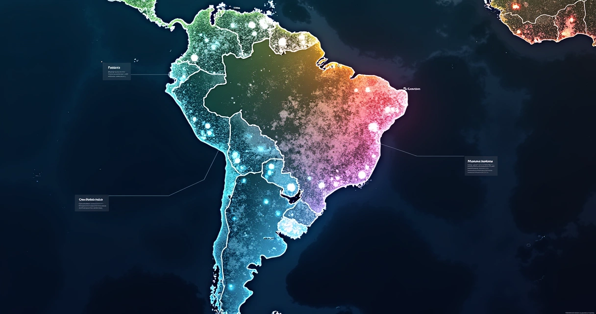 Mapa do Brasil com setores empresariais destacados 