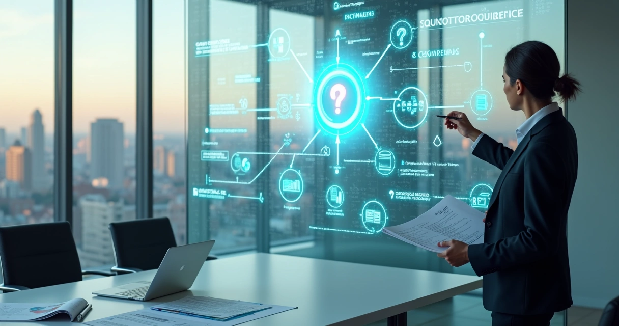 Empresário analisando mapa estratégico de compra de provedor de internet em painel transparente 
