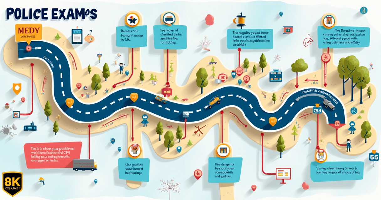 Mapa visual do estudo para concursos policiais, com caminhos, principais disciplinas e checklists