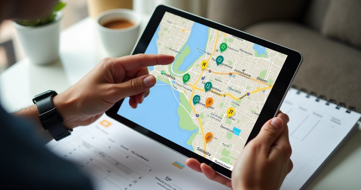Mapa urbano com eventos locais e alta de demanda 