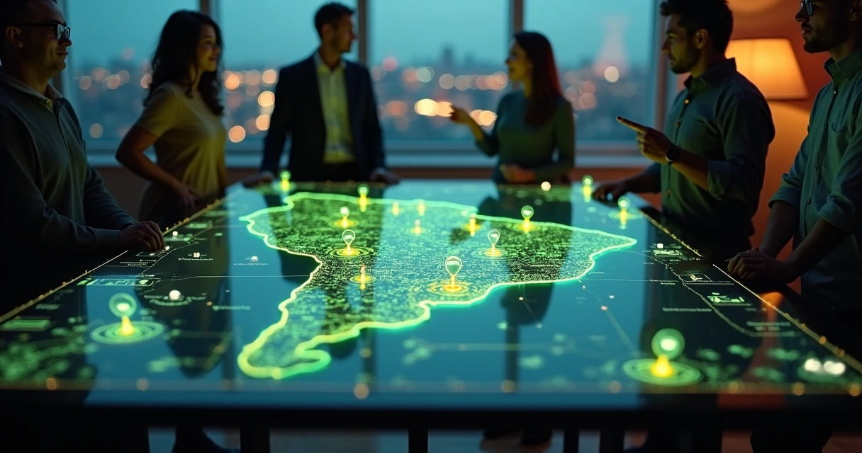 Mapa de cidade destacando a expansão do serviço de delivery 