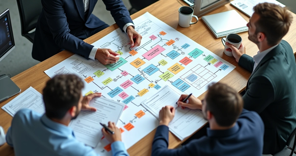 Mapa visual de um fluxo administrativo em empresa privada 