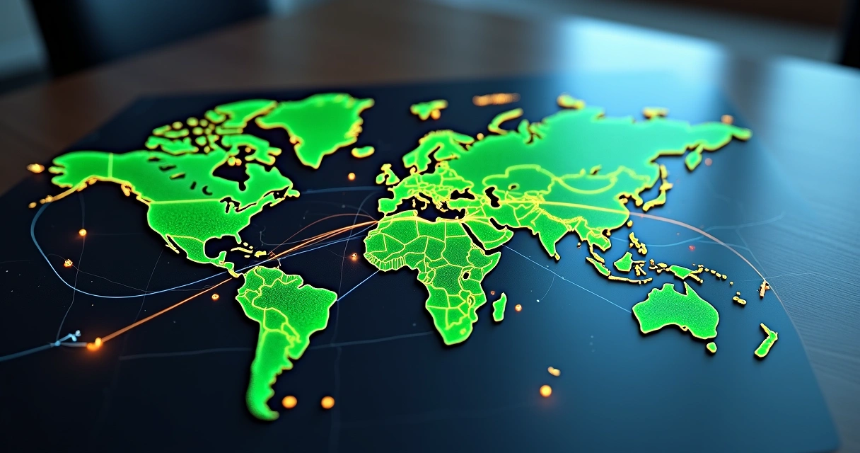 Mapa do Brasil com linhas representando rotas de importação globais 