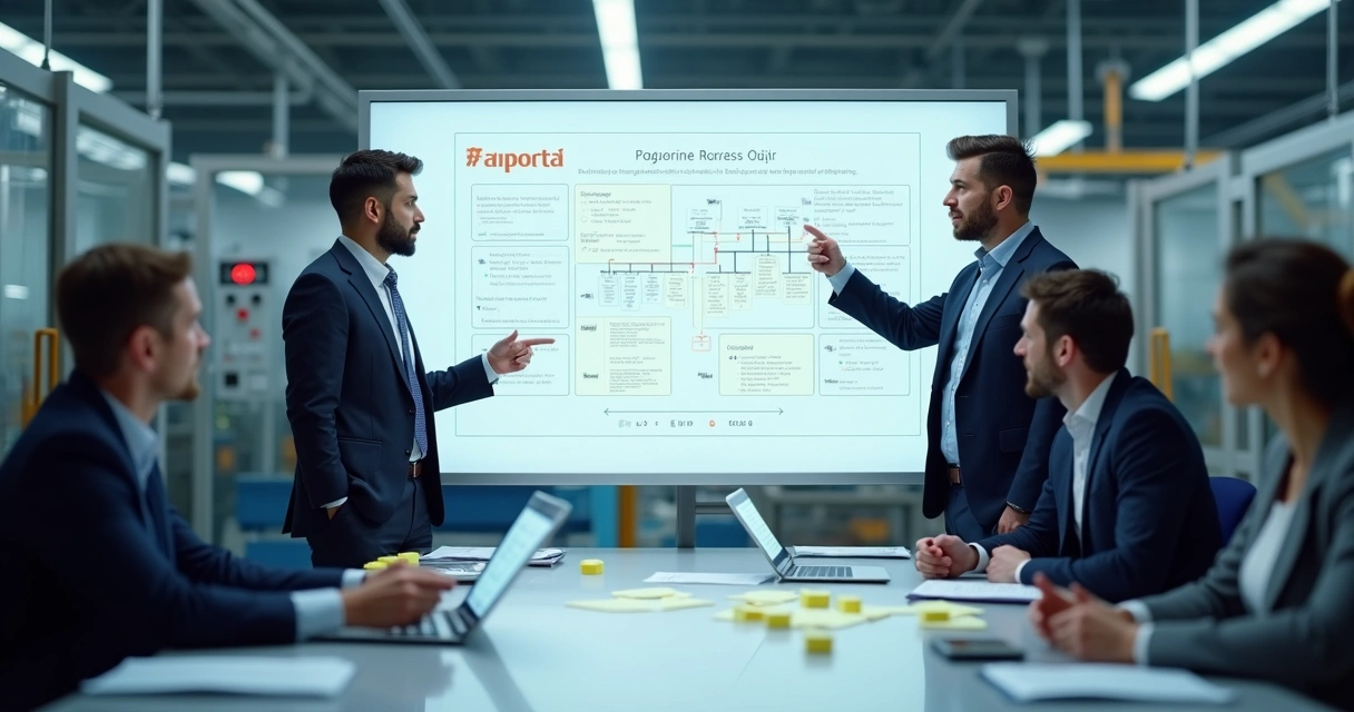 Representação visual do mapa de fluxo de valor em indústria. 