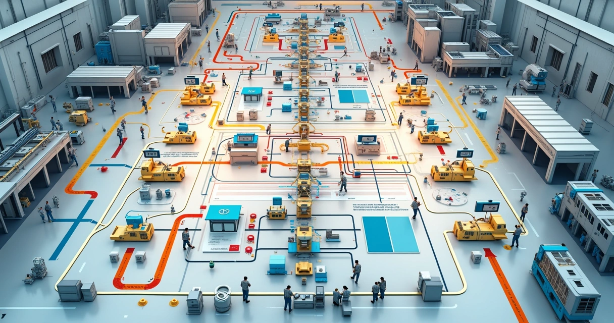 Mapeamento visual de fluxo de processo industrial 
