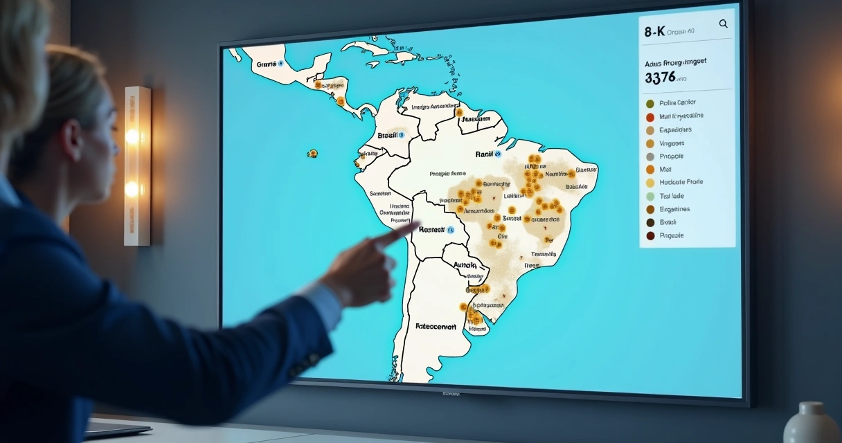 Mapa do Brasil com pontos de imóveis em leilão por região 