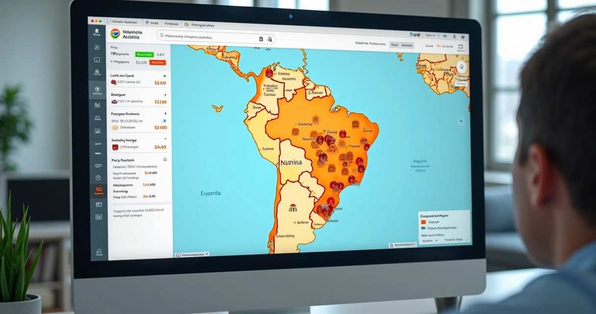 Mapa digital com imóveis em leilão e filtros de desconto por região 