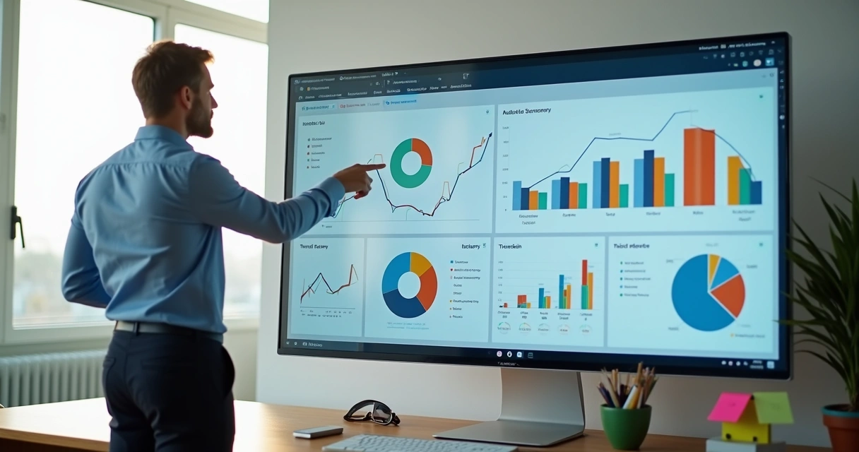 Painel digital com dashboard de indicadores do Power BI 