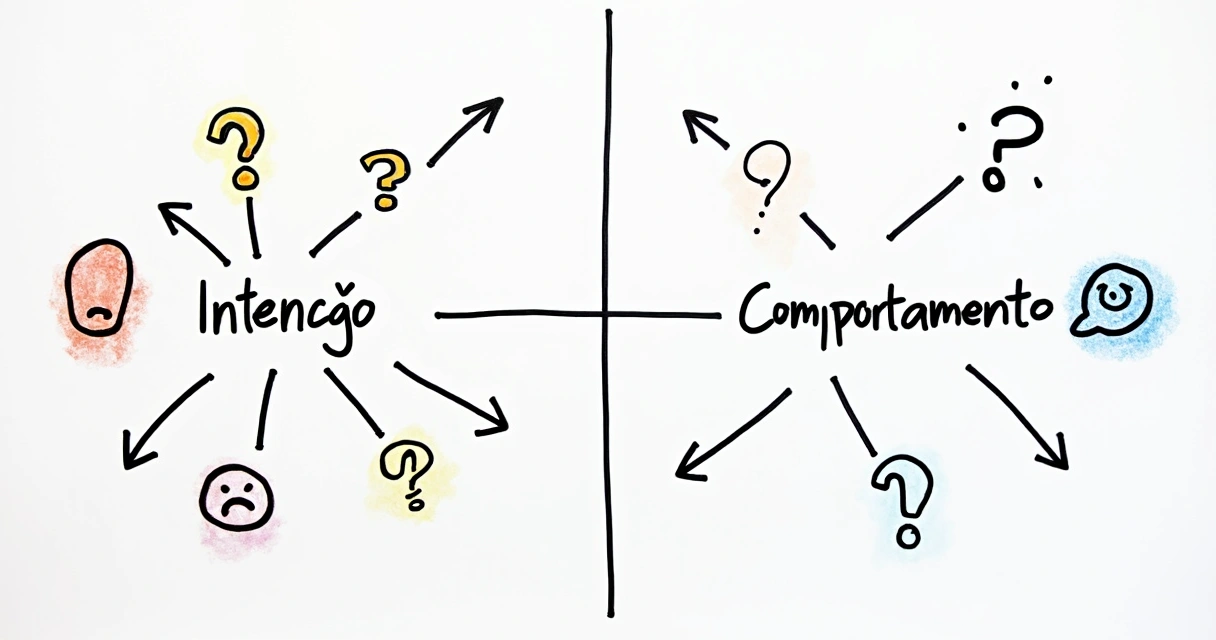 Mapa desenhado mostrando o caminho entre intenção e comportamento