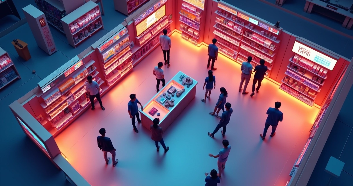 Mapa de calor de interações em loja de varejo mostrando áreas com maior circulação 