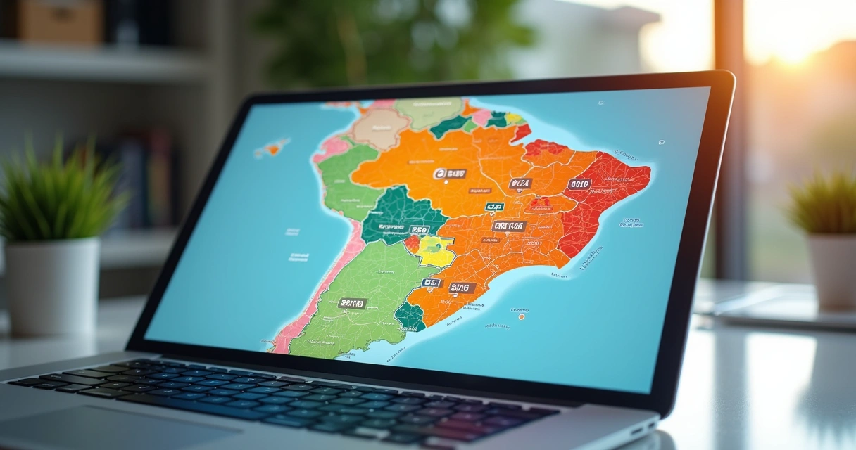 Mapa interativo colorido destacando valores de bairros 