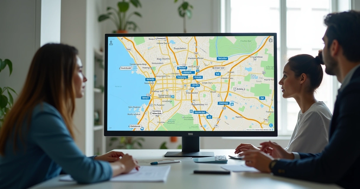 Mapa interativo mostrando bairros e imóveis destacados em Pelotas 