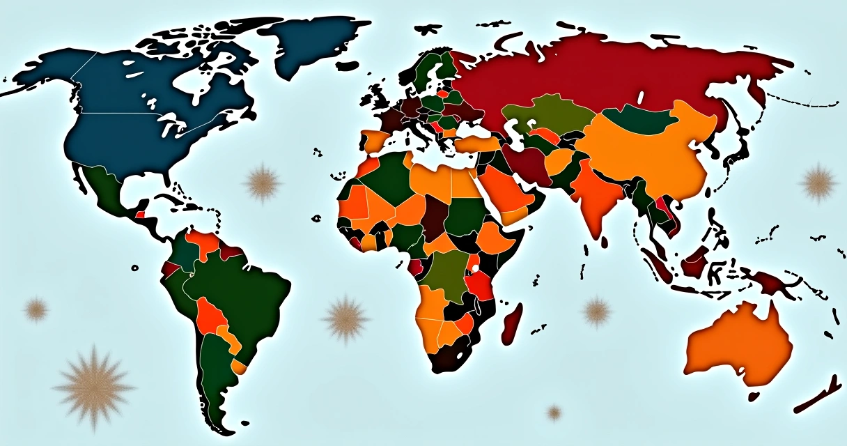 Mapa mundi destacando os países de língua portuguesa. 