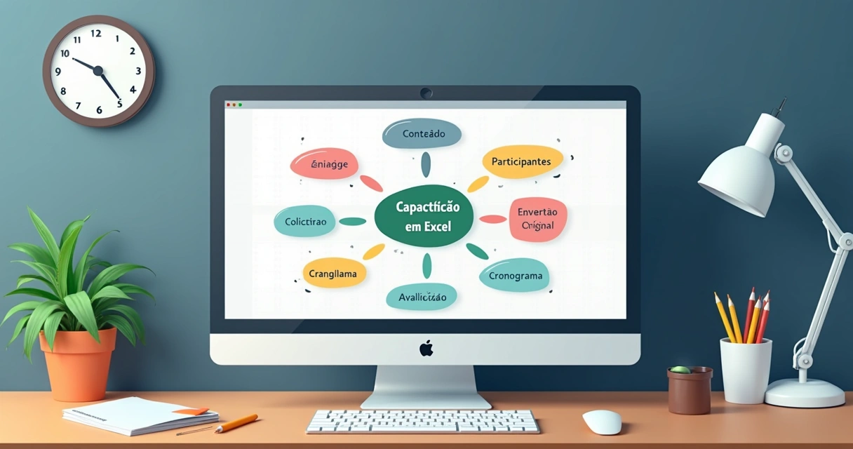 Mapa mental corporativo sobre treinamento de Excel 