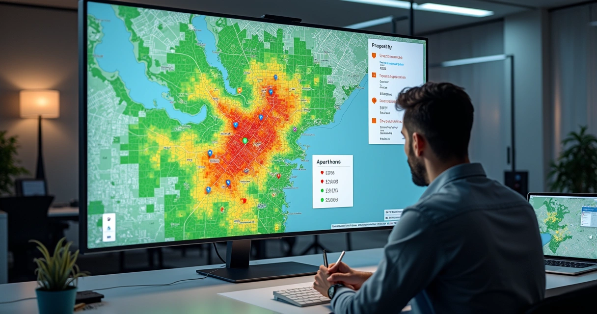 Mapa com bairros e indicadores de demanda imobiliária
