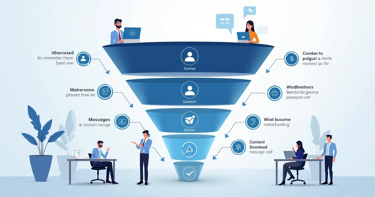 Mapa visual de microconversões em funil de vendas B2B 