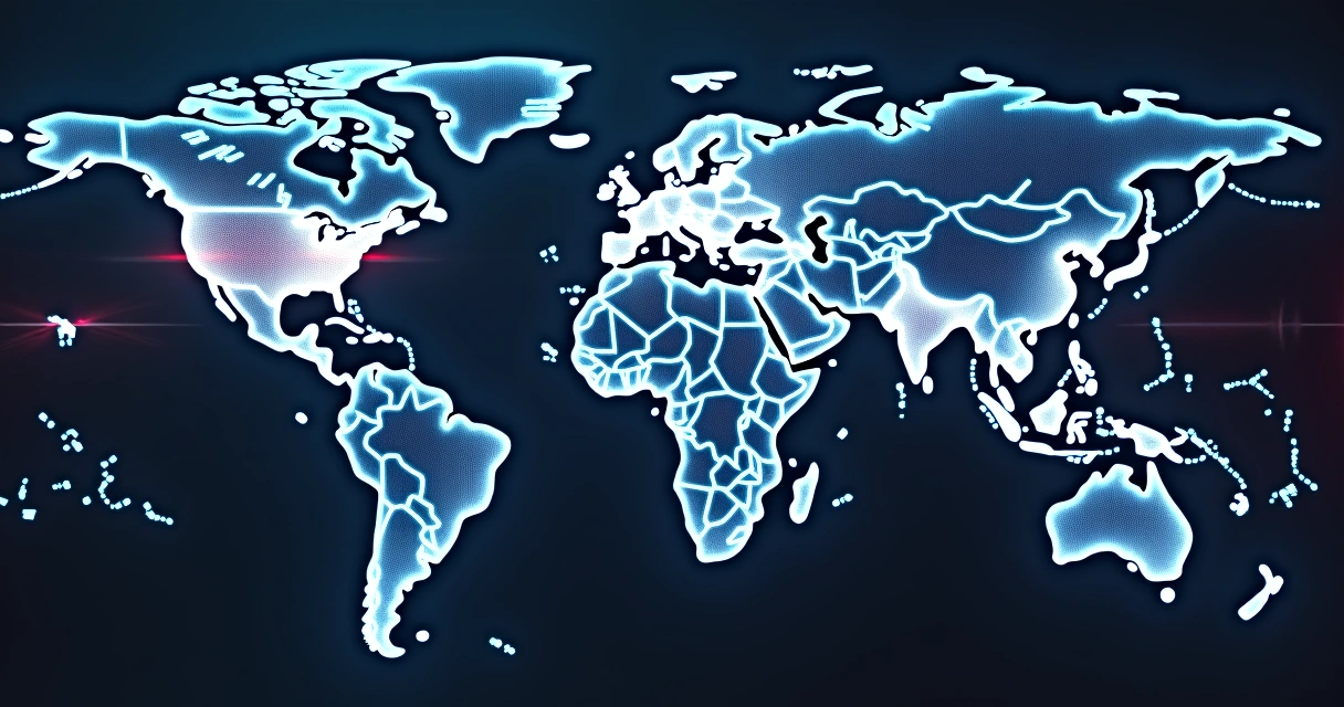 Mapa-múndi destaca fluxos de restrições econômicas e políticas