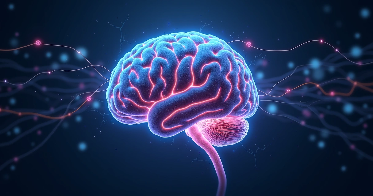 Ilustração detalhada mostrando conexões neurais em um cérebro humano