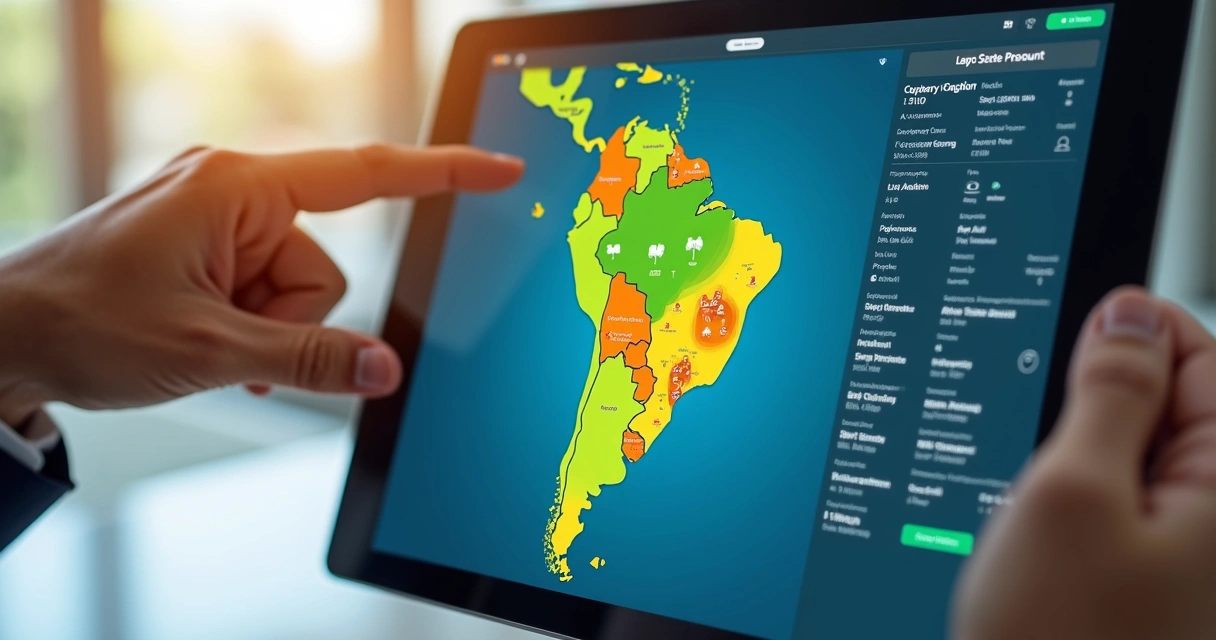 Mapa do Brasil com pontos de imóveis e faixas de desconto 