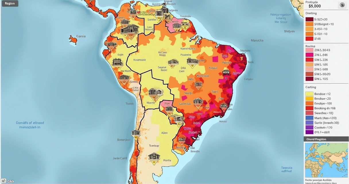 Mapa do Brasil com oportunidades de leilão de imóveis marcadas