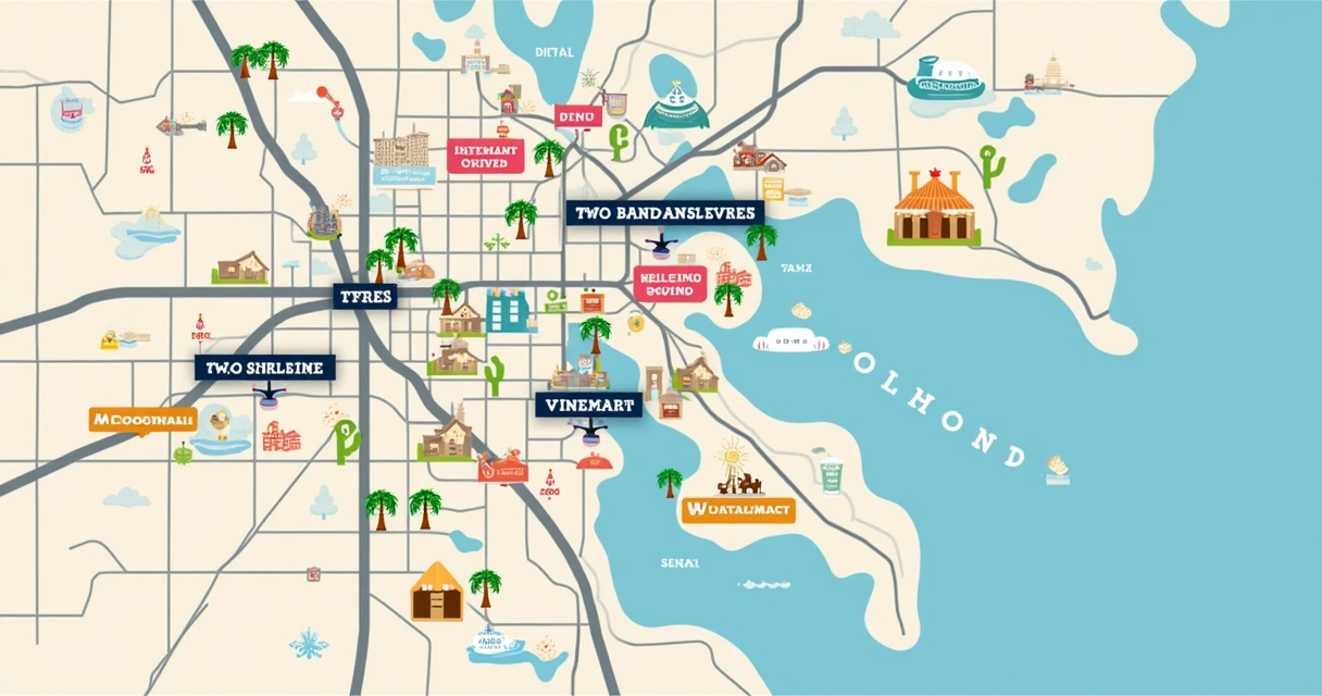 Mapa ilustrado dos outlets mais famosos de Orlando 