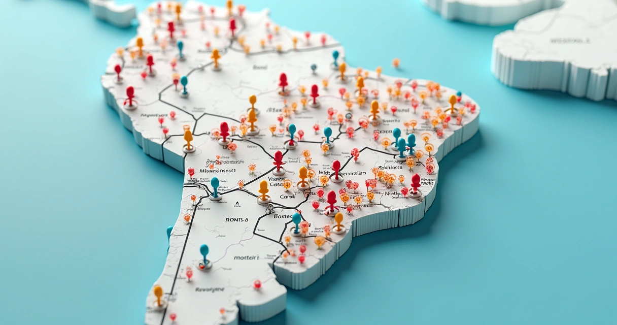 Mapa mostrando distribuição de parceiros de vendas no Norte e Nordeste 