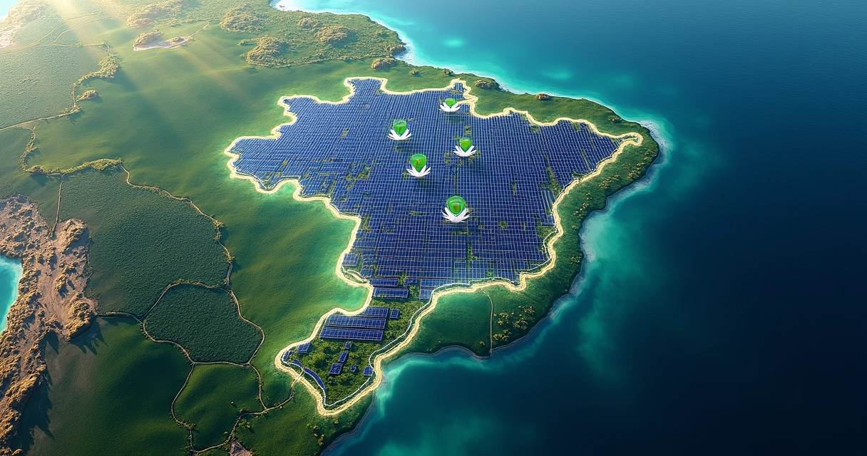 Mapa de Pernambuco com usinas solares e destaque para economia na conta de energia 