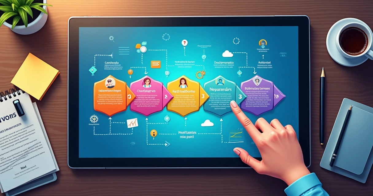 Mapa visual de etapas para personalização em LinkedIn 