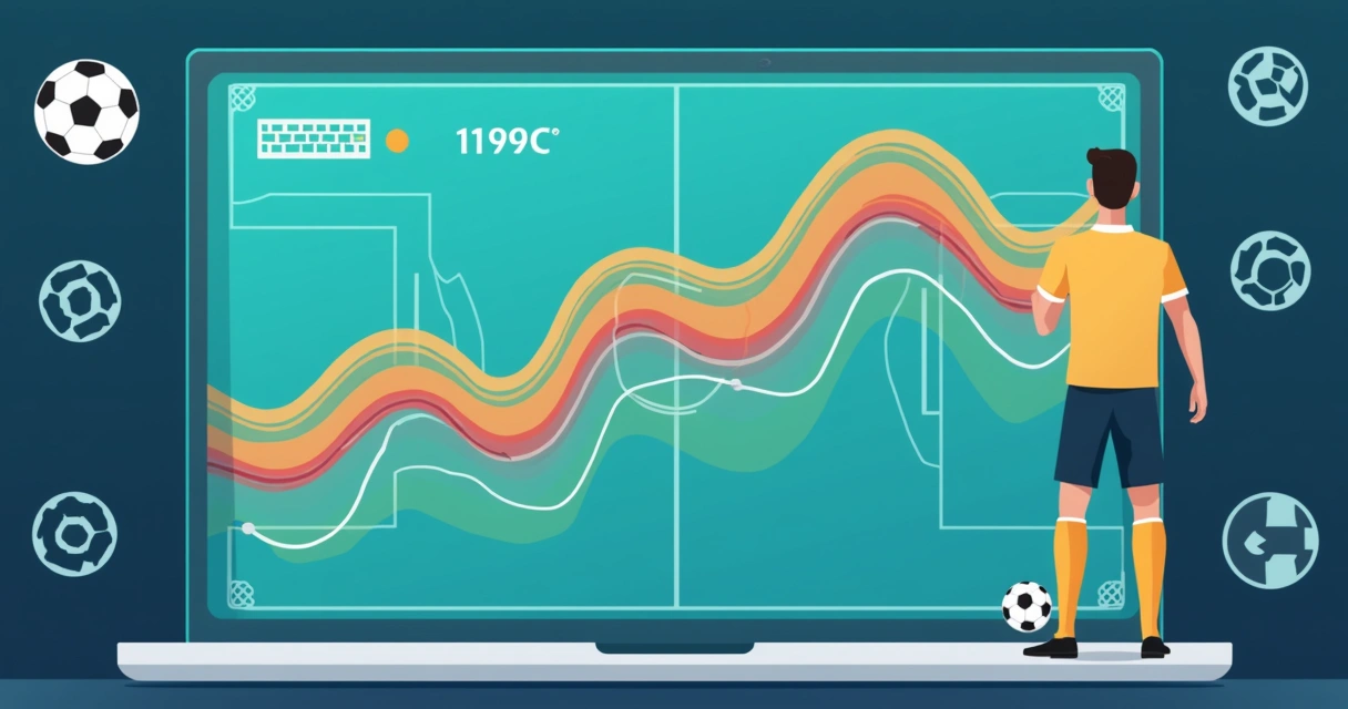 Mapa de pressão estilo gráfico de linhas em partida de futebol 