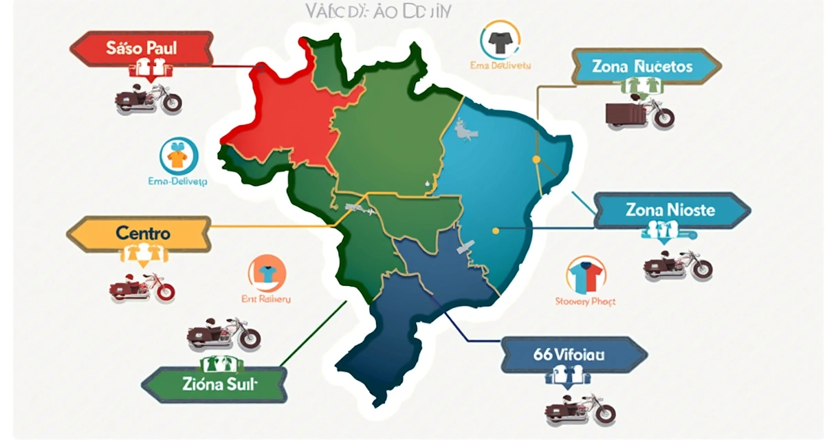 Mapa mostrando regiões atendidas por estamparia express em São Paulo 