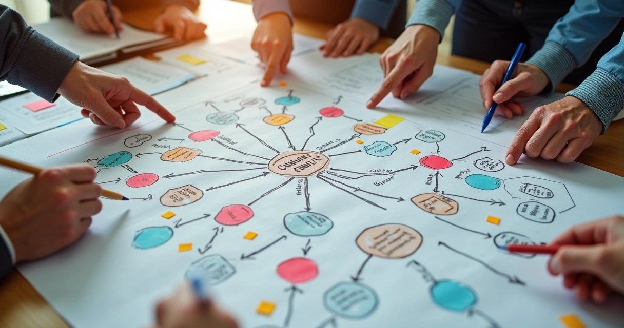 Diagrama visual de relaciones y tensiones en una comunidad