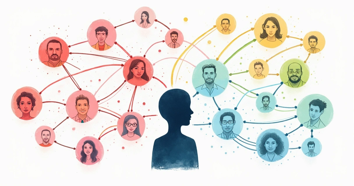 Mapa visual de relaciones personales y emociones principales 
