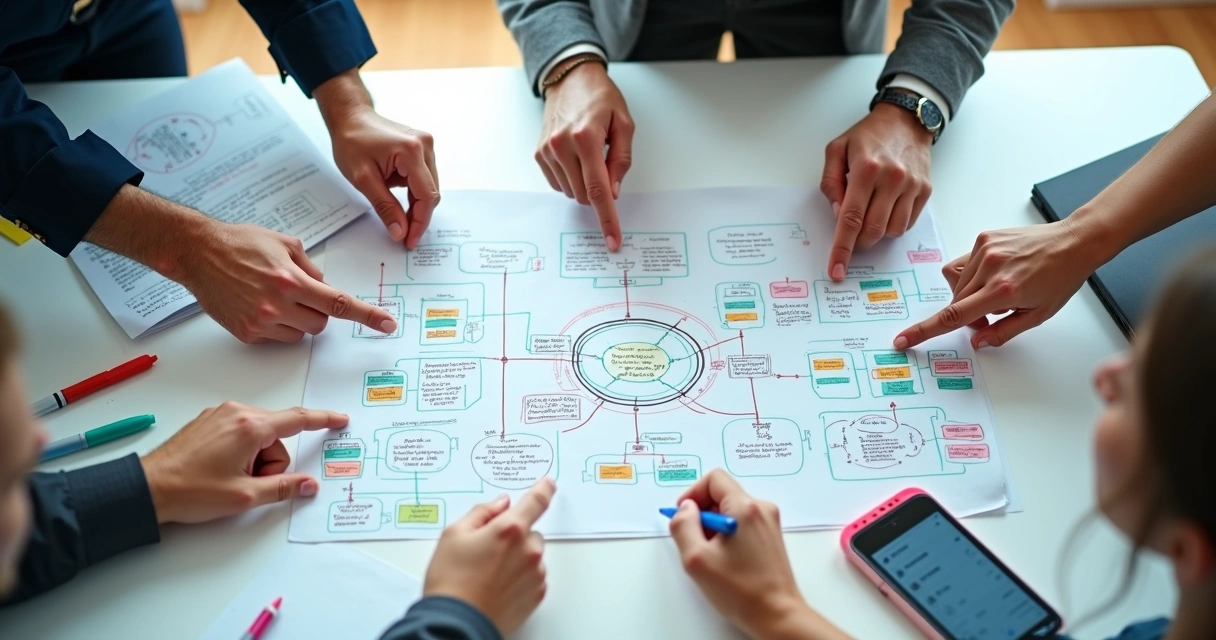 Esquema visual de relaciones en un equipo de trabajo