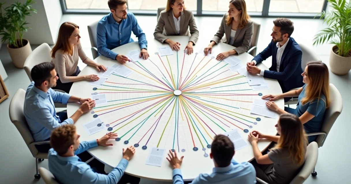 Mapa visual de relaciones dentro de un equipo diverso