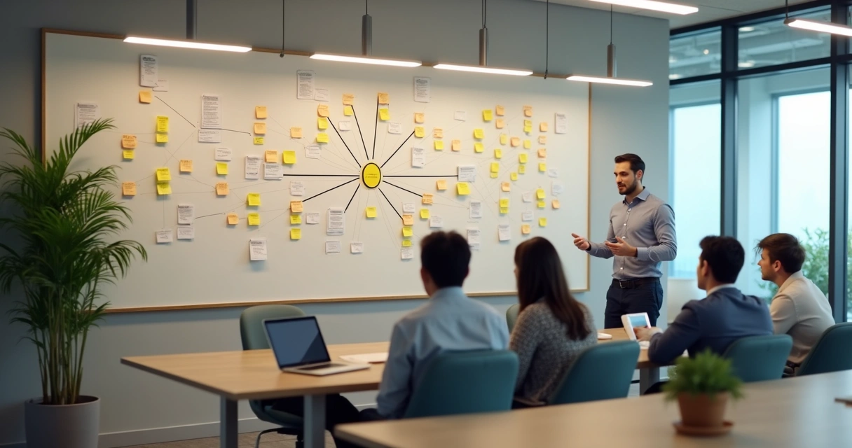 Mapa visual de relaciones entre áreas en oficina 