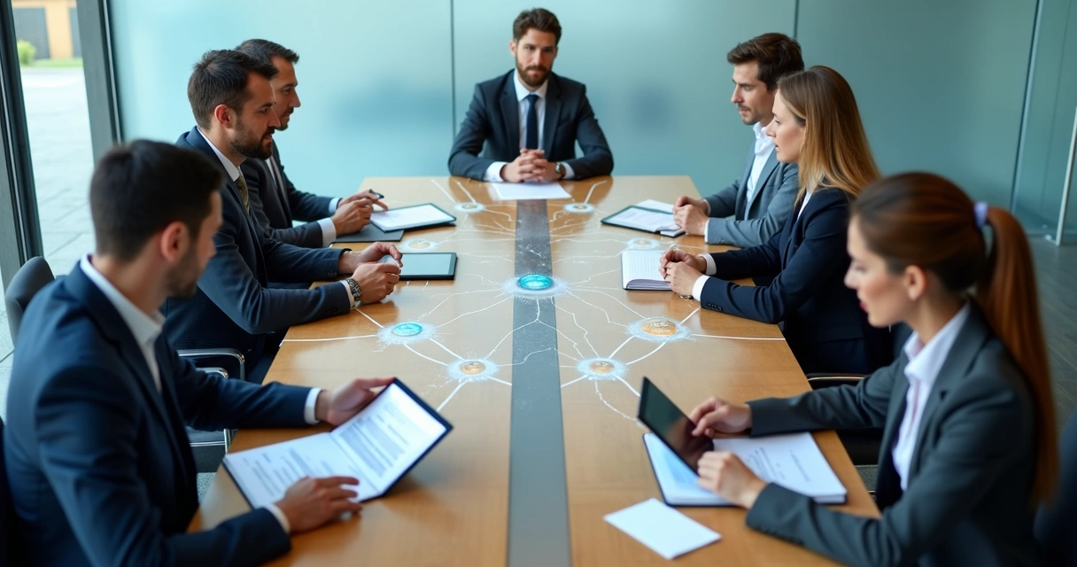 Diagrama de relações entre membros de conselho em reunião
