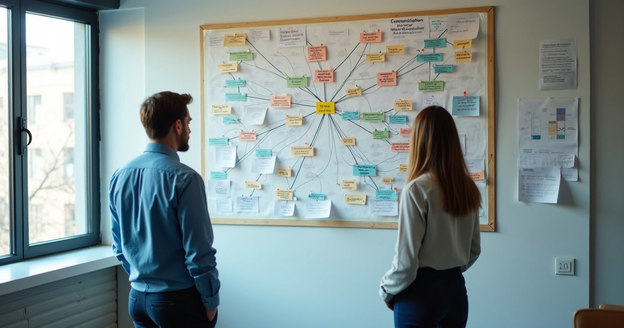Mapa visual de relações e padrões em uma empresa