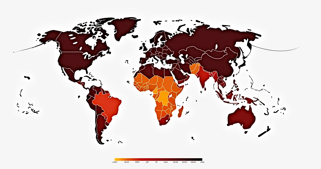 Mapa colorido destacando áreas de risco nas Américas para empresas 