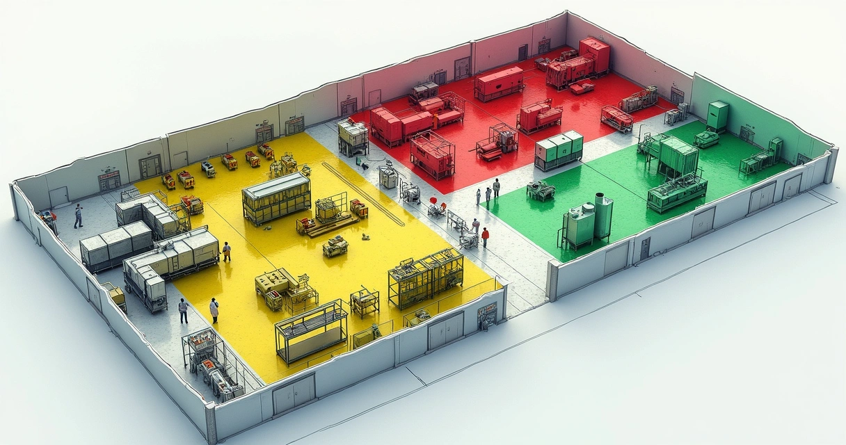 Mapa ilustrativo de risco biológico em ambiente industrial